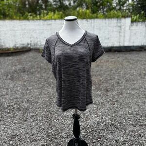 Xersion Striped Everair V-Neck Essential Performance Active Tee